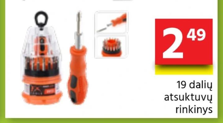 19 dalių atsuktuvų rinkinys