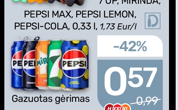 7UP, MIRINDA, PEPSI-COLA, 0.33 l