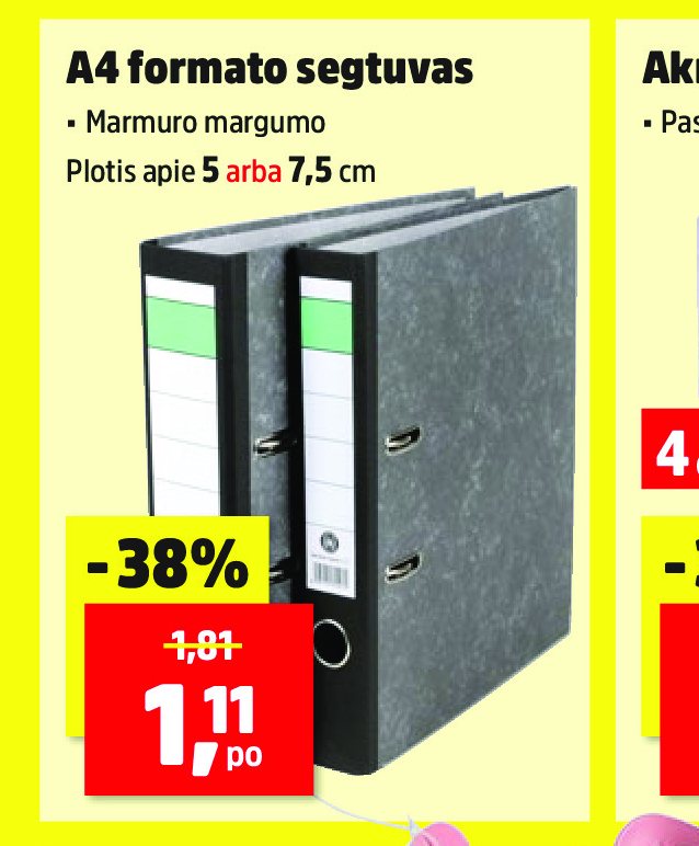 A4 formato segtuvas, 7.5 cm