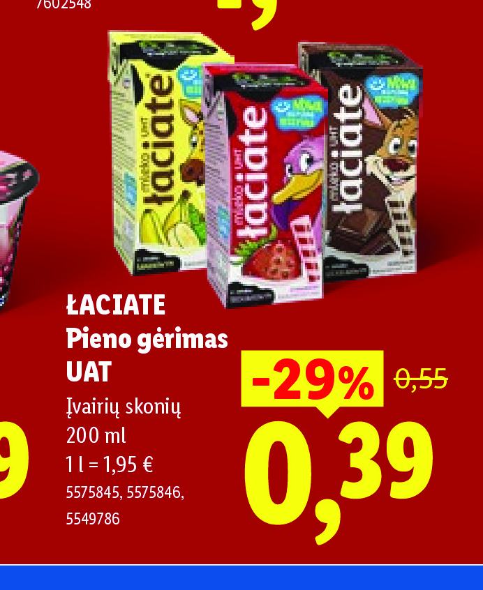 ŁACIATE Pieno gėrimas UAT, 200 ml