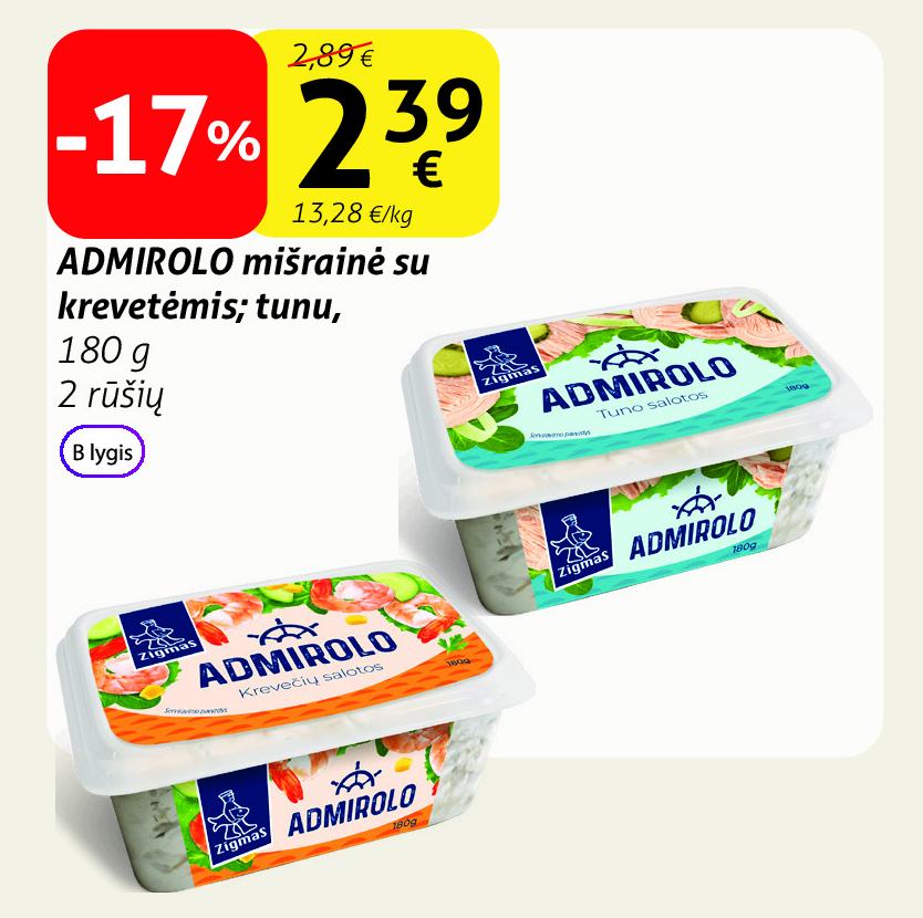 ADMIROLO mišrainė su krevetėmis; tunu, 180 g