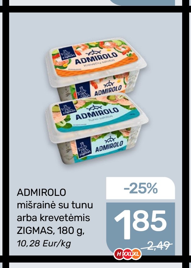 ADMIROLO mišrainė su tunu arba krevetėmis ZIGMAS, 180 g
