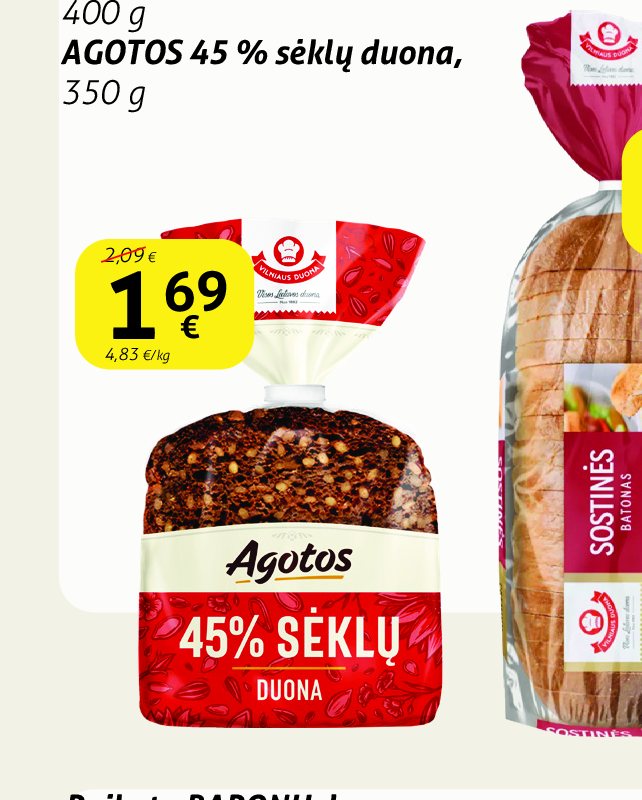 AGOTOS 45 % sėklų duona, 350 g