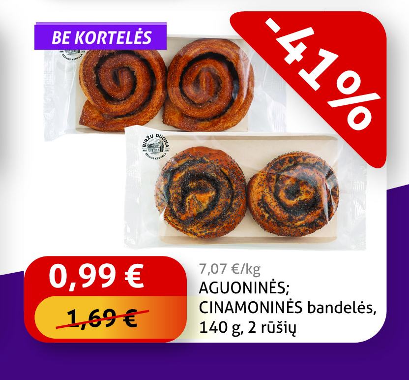 AGUONINĖS; CINAMONINĖS bandelės, 140 g
