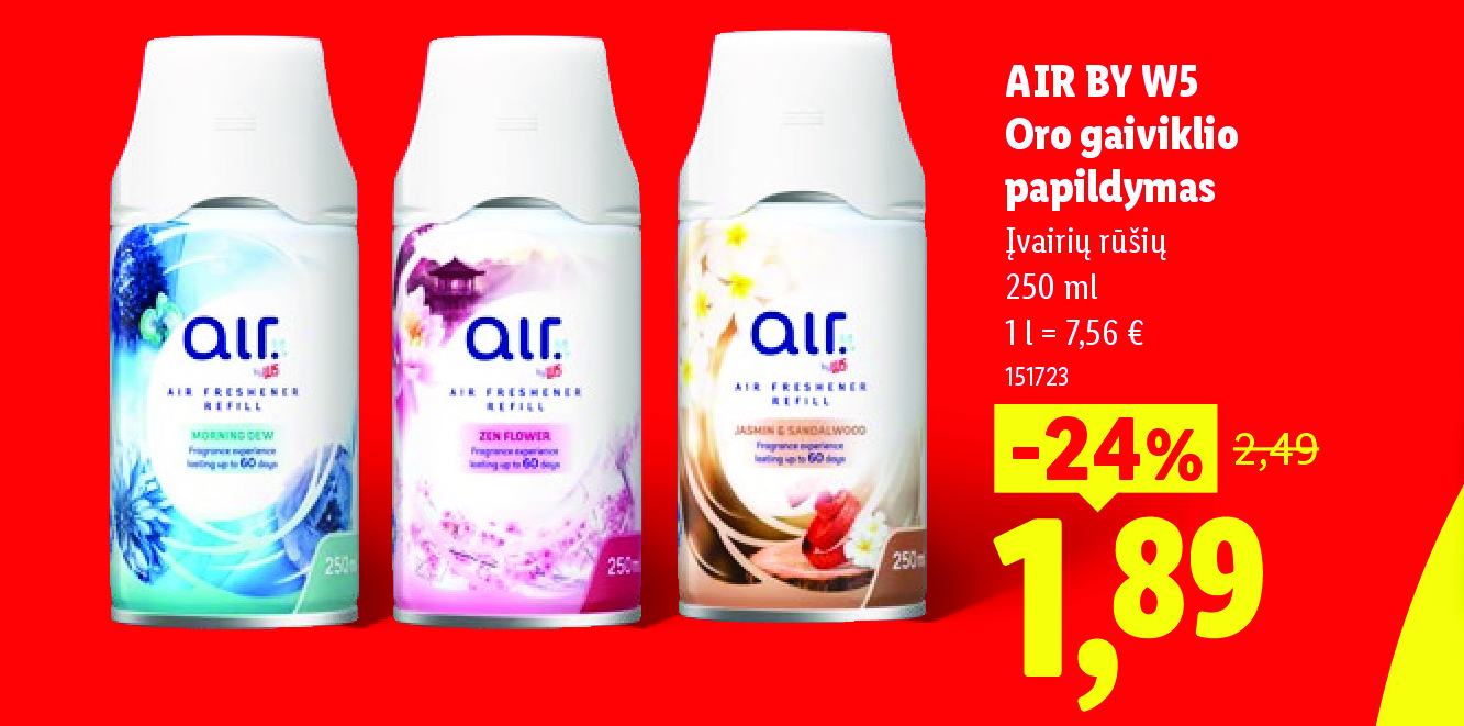 AIR BY W5 Oro gaiviklio papildymas, 250 ml