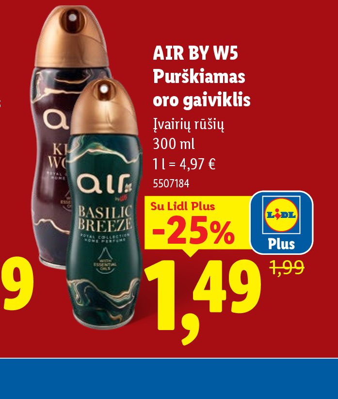 AIR BY W5 Purškiamas oro gaiviklis, 300 ml