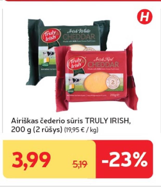 Airiškas čederio sūris TRULY IRISH, 200 g