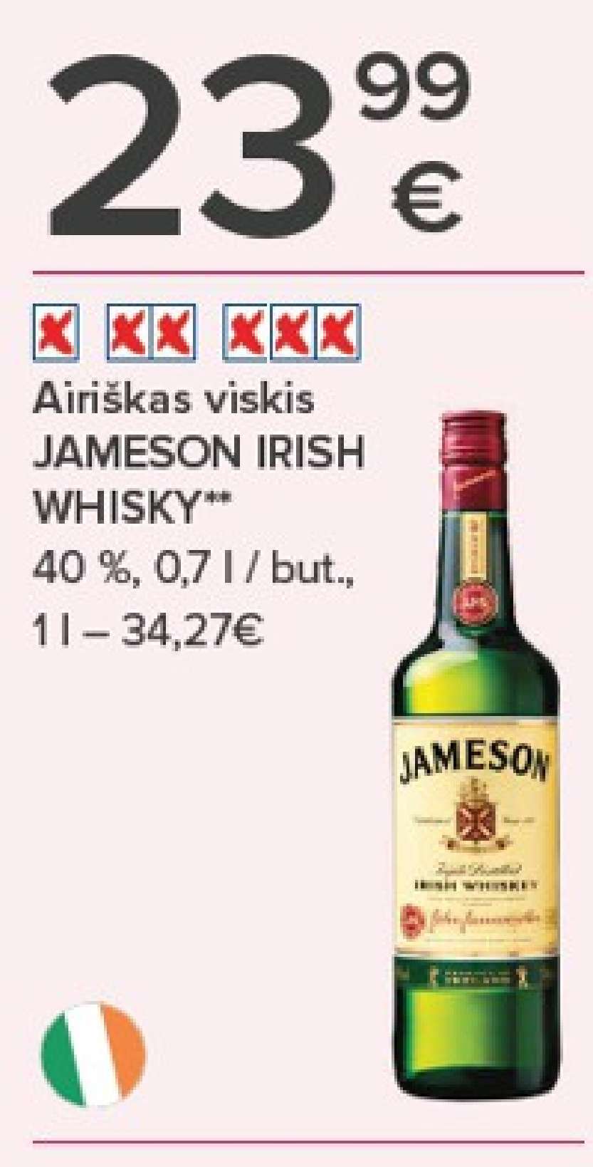 Airiškas viskis JAMESON IRISH WHISKY, 0.7 l