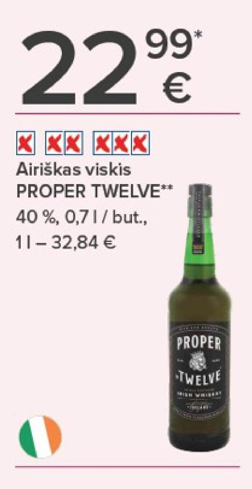 Airiškas viskis PROPER TWELVE, 0.7 l