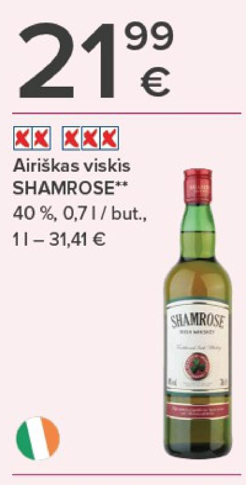 Airiškas viskis SHAMROSE, 0.7 l