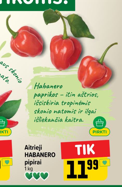 Aitrieji HABANERO pipirai, 1 kg