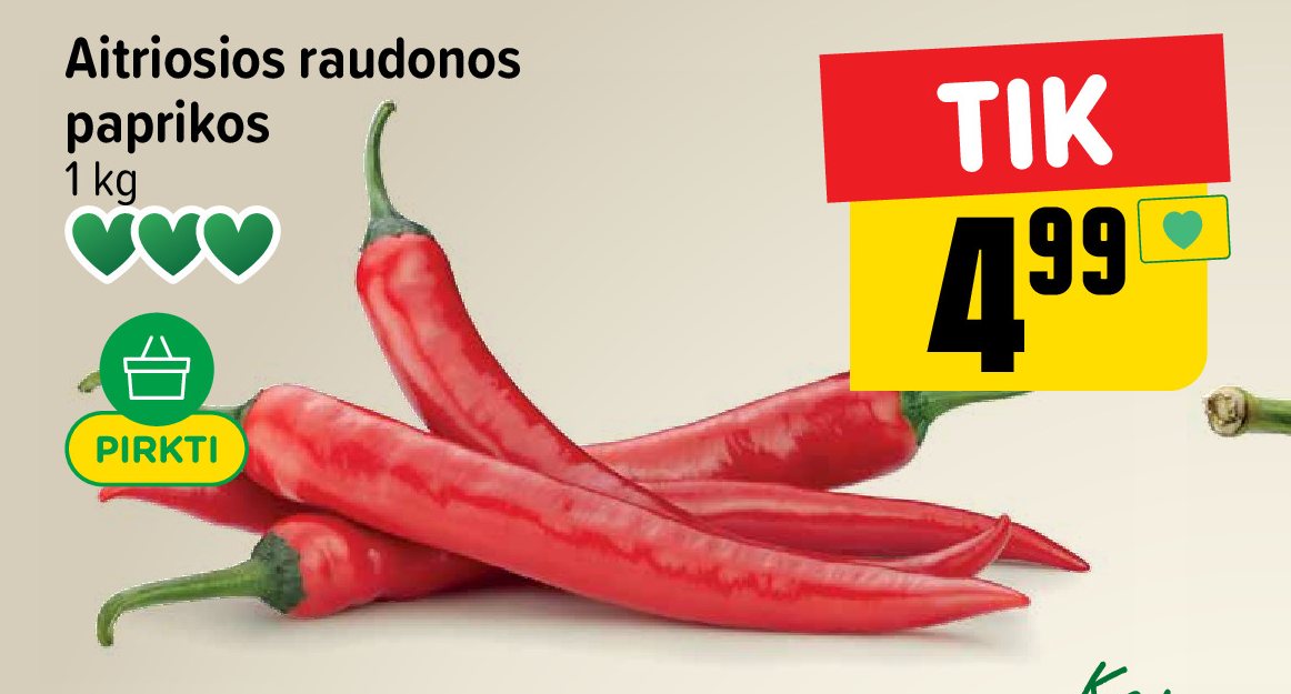 Aitriosios raudonos paprikos, 1 kg