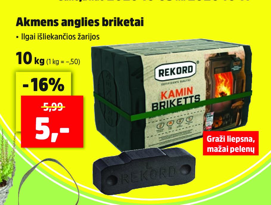 Akmens anglies briketai, 10 kg