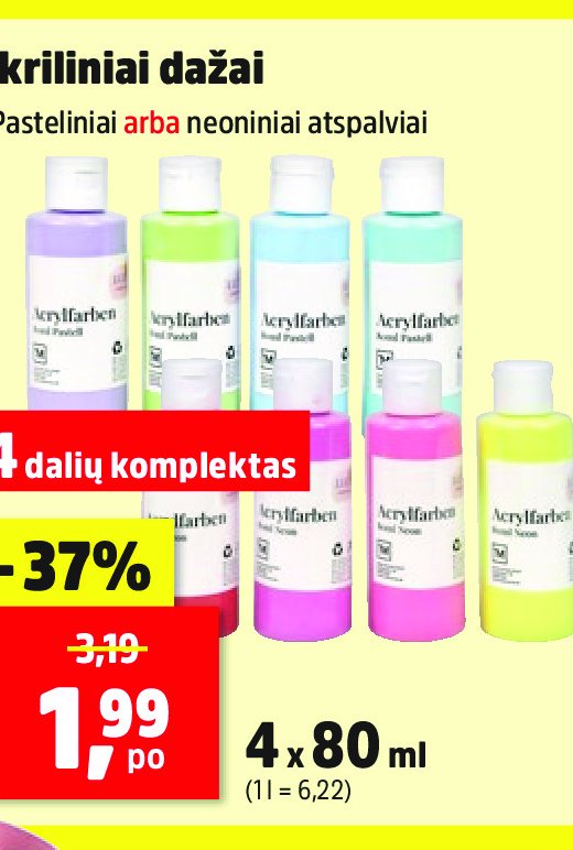 Akriliniai dažai, 4 x 80 ml