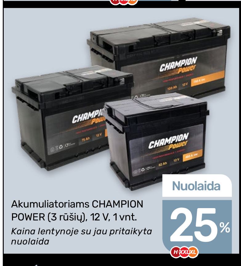 Akumuliatoriams CHAMPION POWER, 1 vnt