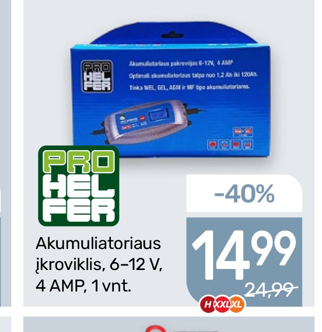 Akumuliatoriaus įkroviklis, 1 vnt