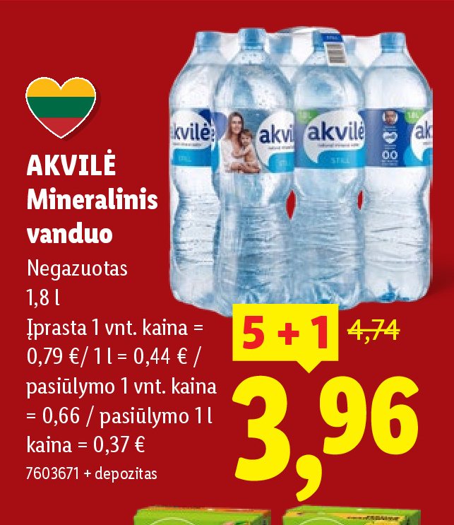 AKVILĖ Mineralinis vanduo, 1.8 l