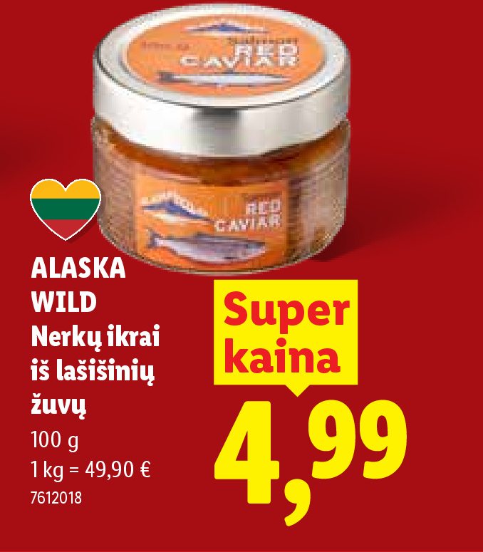 ALASKA WILD Nerkų ikrai iš lašišinių žuvų, 100 g