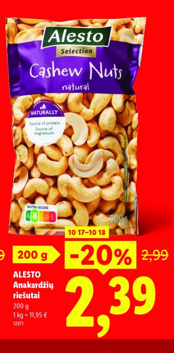 ALESTO Anakardžių riešutai, 200 g