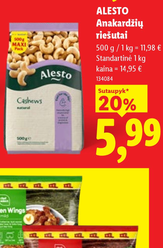 ALESTO Anakardžių riešutai, 500 g