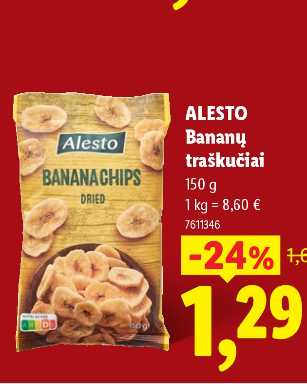 ALESTO Bananų traškučiai, 150 g