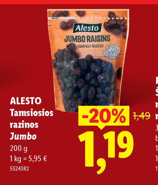 ALESTO Tamsiosios razinos Jumbo, 200 g
