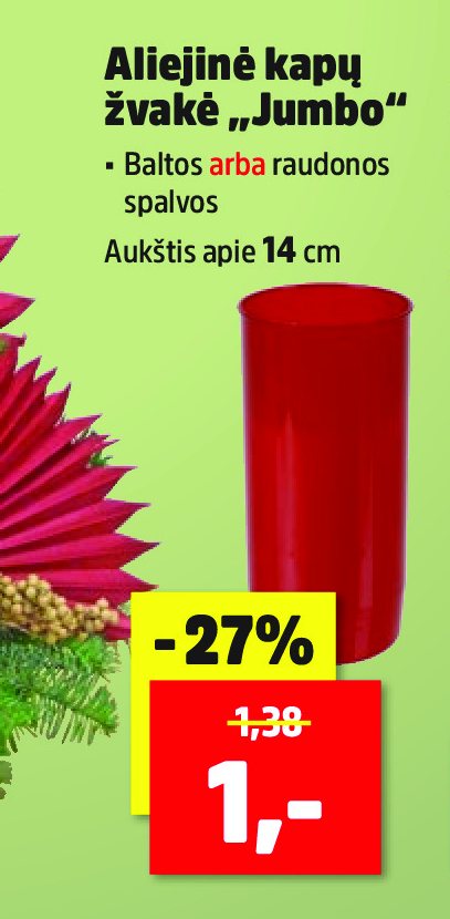 Aliejinė kapų žvakė „Jumbo“, 14 cm