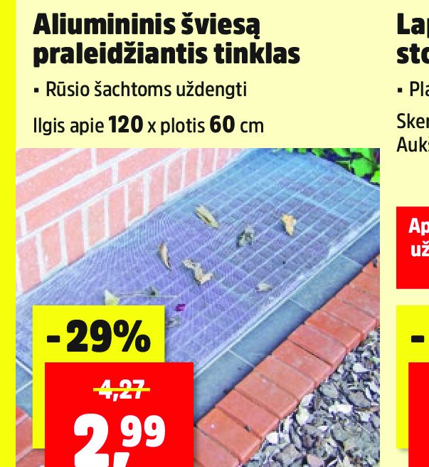 Aliumininis šviesą praleidžiantis tinklas, 60 cm
