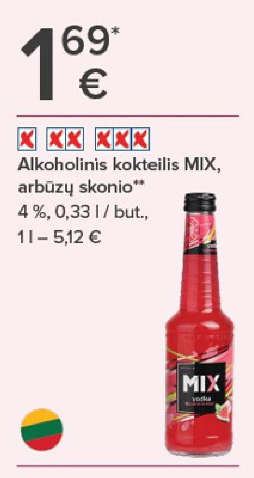 Alkoholinis kokteilis MIX, arbūzų skonio, 0.33 l