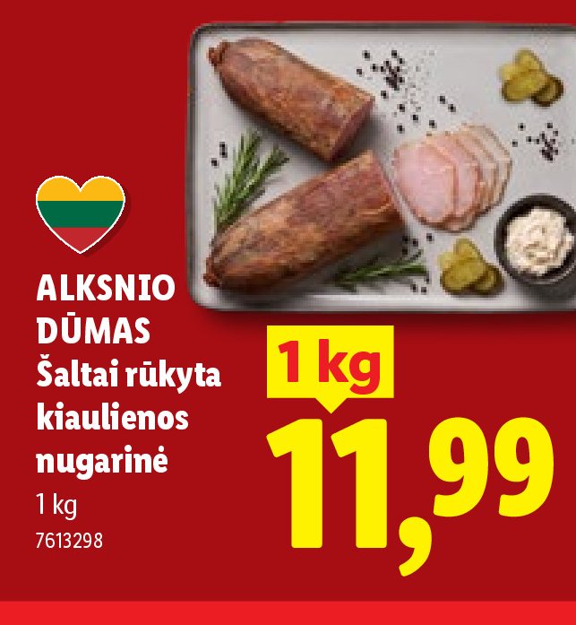 ALKSNIO DŪMAS Šaltai rūkyta kiaulienos nugarinė, 1 kg