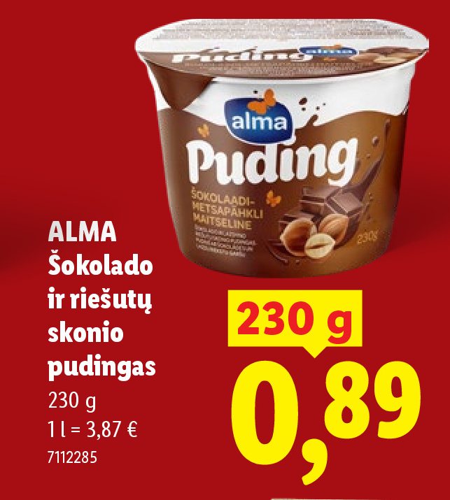 ALMA Šokolado ir riešutų skonio pudingas, 230 g