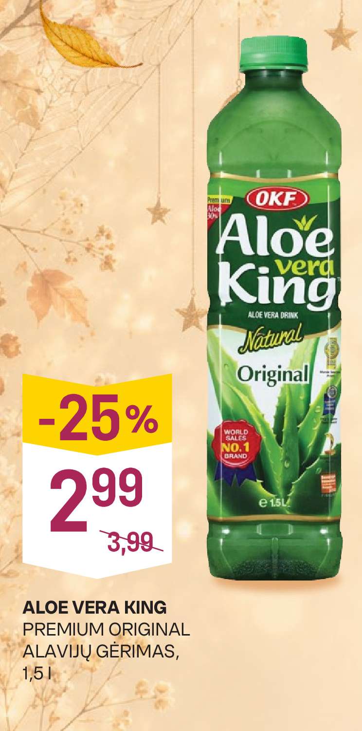 ALOE VERA KING PREMIUM ORIGINAL ALAVIJŲ GĖRIMAS, 1.5 l