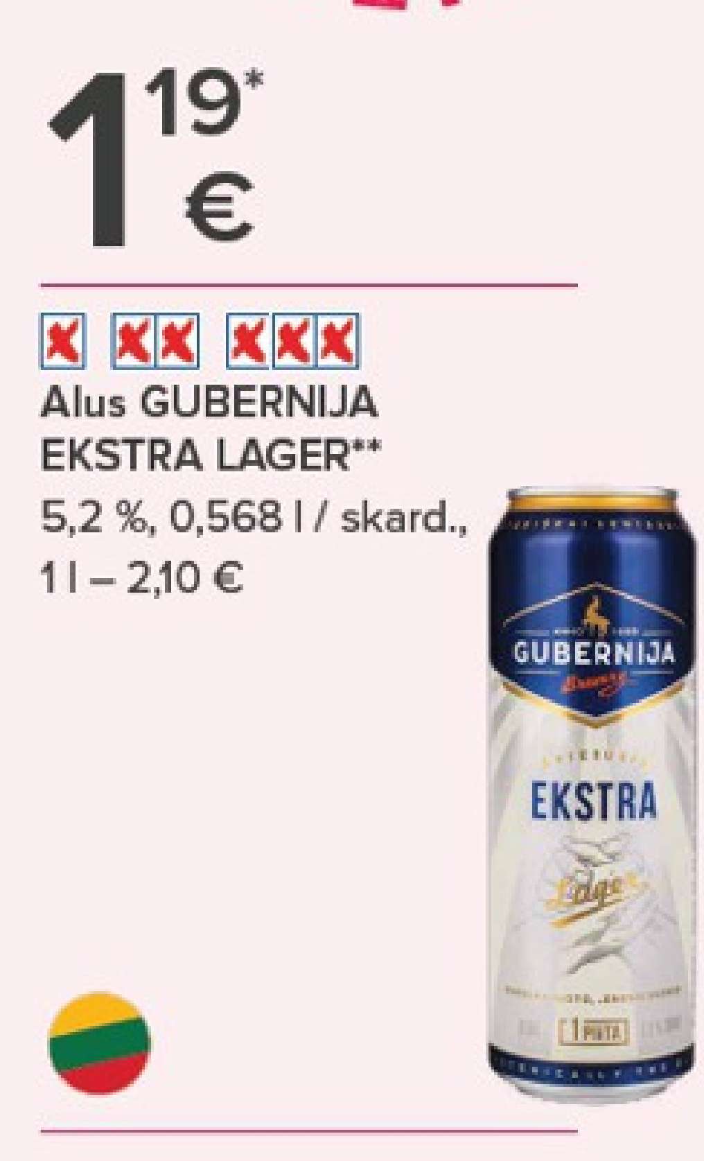 Alus GUBERNIJA EKSTRA LAGER, 0.568 l