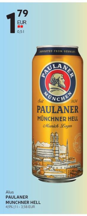 Alus PAULANER MUNCHNER HELL, 0.5 l