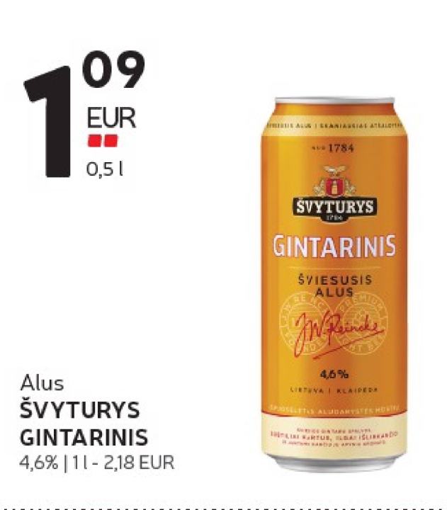Alus ŠVYTURYS GINTARINIS, 0.5 l