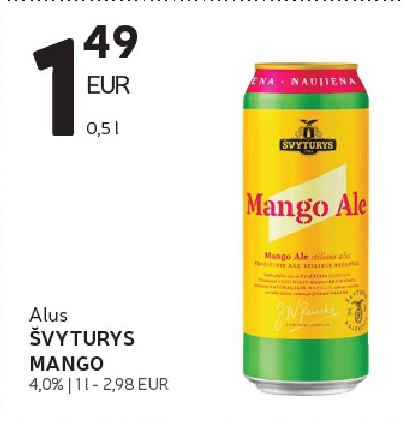 Alus ŠVYTURYS MANGO, 0.5 l