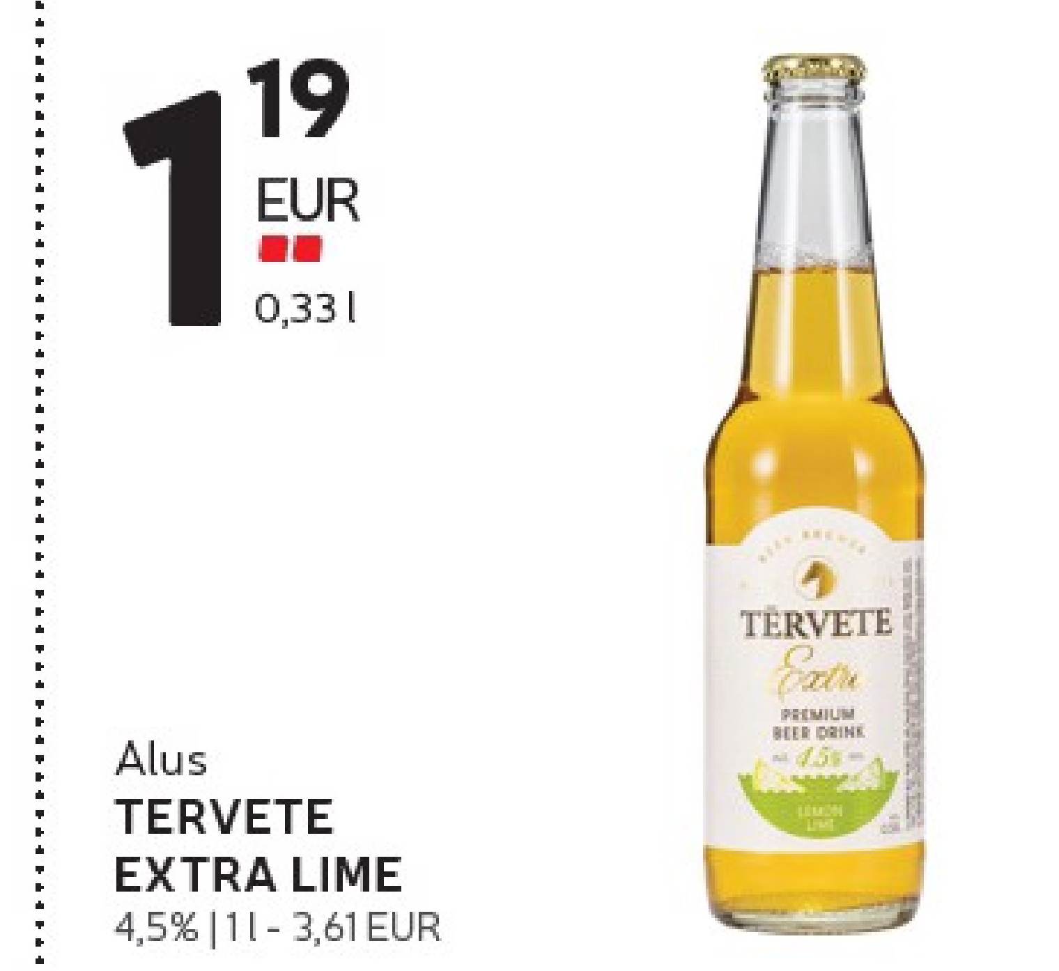 Alus TERVETE EXTRA LIME, 0.33 l