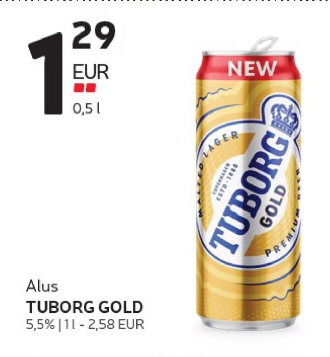 Alus TUBORG GOLD, 0.5 l
