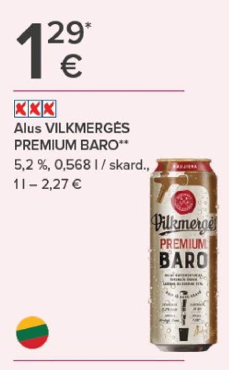 Alus VILKMERGĖS PREMIUM BARO, 0.568 l