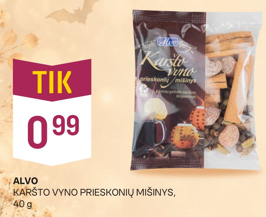 ALVO KARŠTO VYNO PRIESKONIŲ MIŠINYS, 40 g