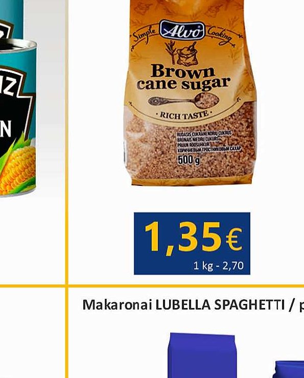ALVO rudasis cukranendrių cukrus, 500 g