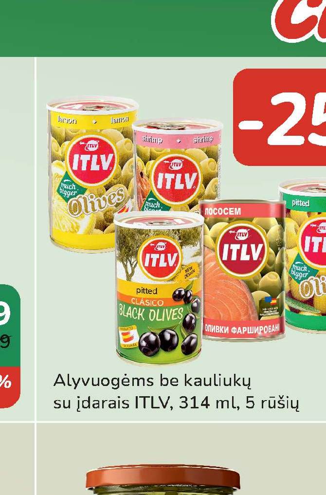 Alyvuogės be kauliukų su įdarais ITLV, 314 ml