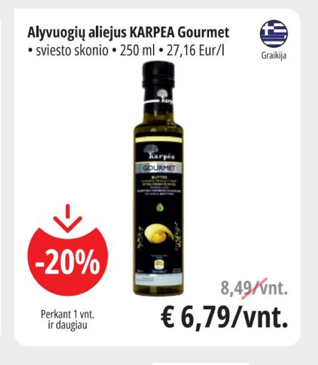 Alyvuogių aliejus KARPEA Gourmet, 250 ml