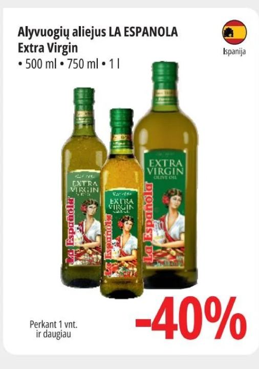 Alyvuogių aliejus LA ESPANOLA Extra Virgin, 500 ml