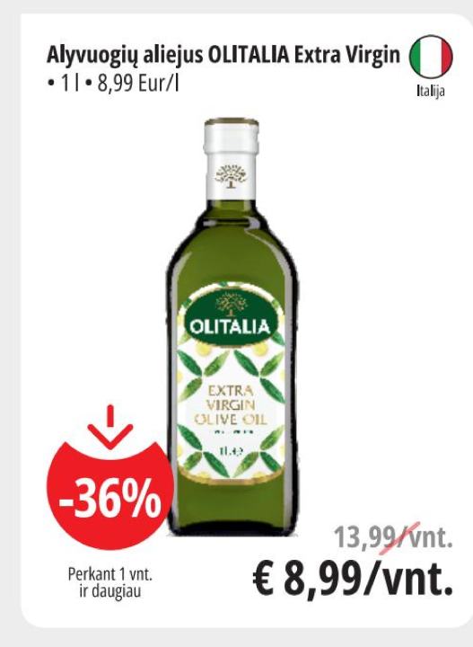 Alyvuogių aliejus OLITALIA Extra Virgin, 1 l