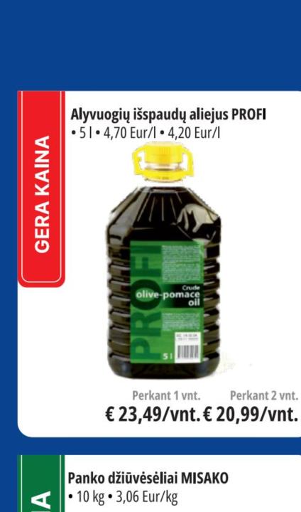 Alyvuogių išspaudų aliejus PROFI, 5 l