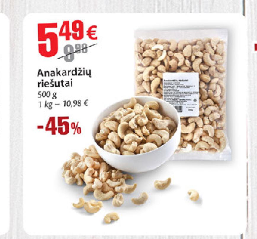 Anakardžių riešutai, 500 g