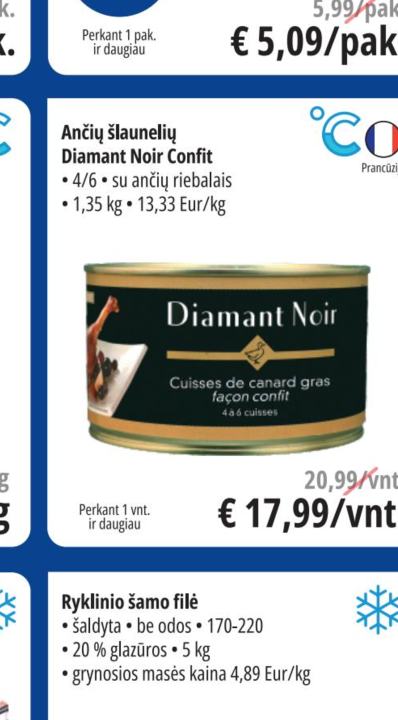 Ančių šlaunelių Confit Diamant Noir, 1.35 kg