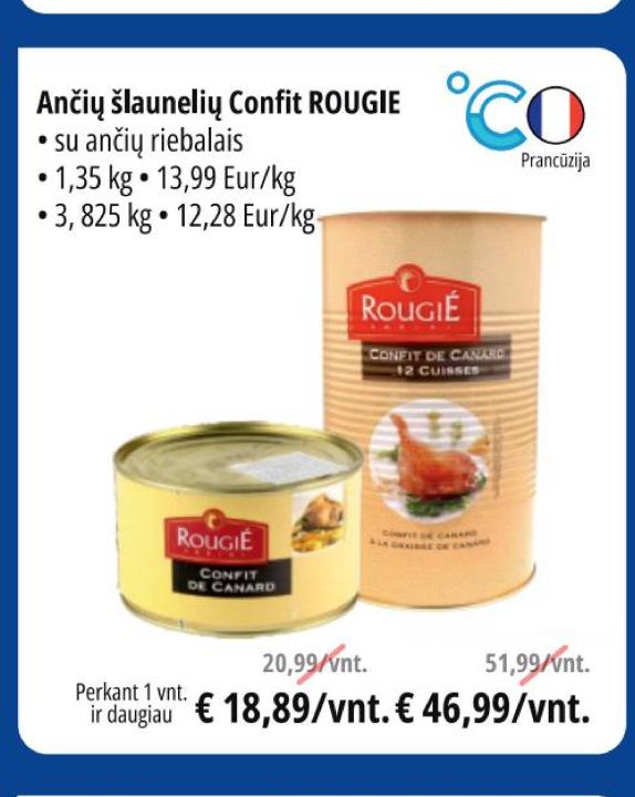 Ančių šlaunelių Confit ROUGIE, 1.35 kg