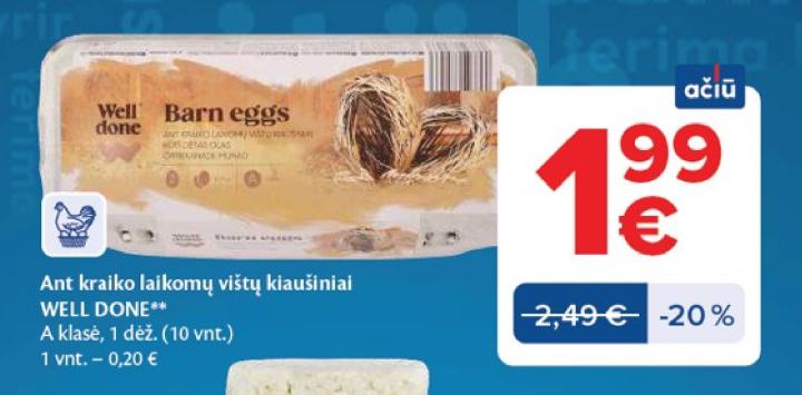 Ant kraiko laikomų vištų kiaušiniai WELL DONE, 1 dėž.